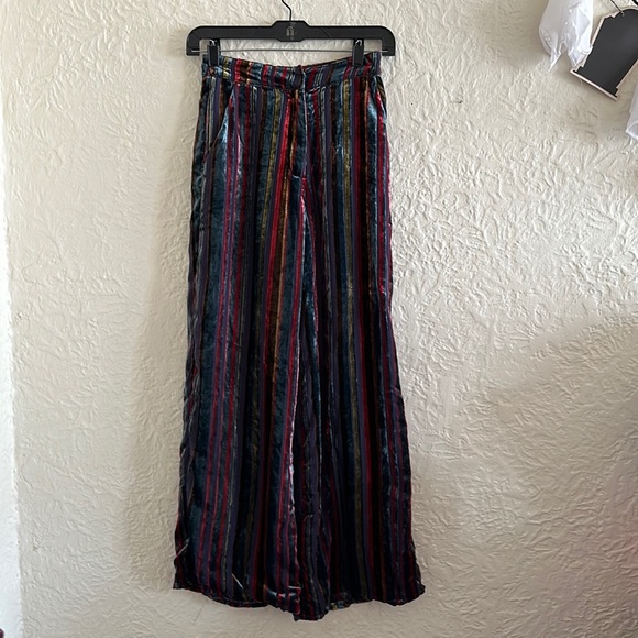 House of Harlow 1960 x Revolve Mona Pants Haze Velvet Multicolor Stripe Wide Leg - Picture 3 of 12
